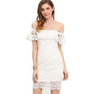 off the shoulder white lace dress NWOT